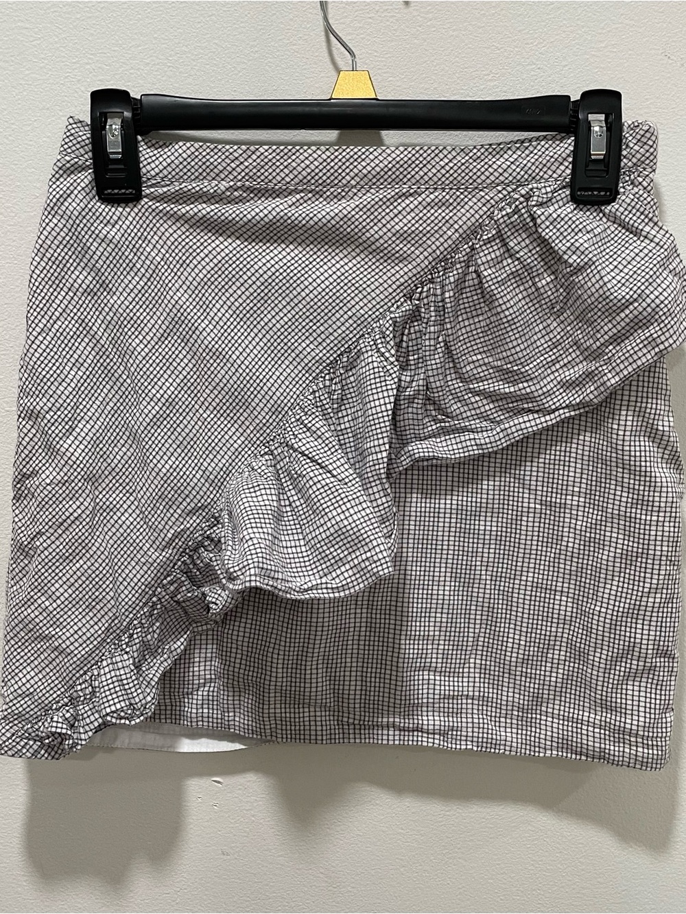 Kimchi Blue Black & White Gingham Ruffle Wrap Mini Skirt